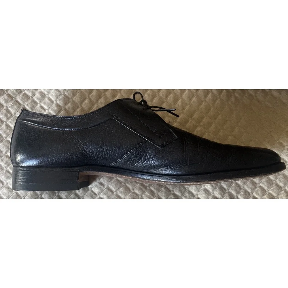 Nettleton‎ VTG Black Pebble Grain Leather Plain Toe Derby Oxford Shoes Mens 9